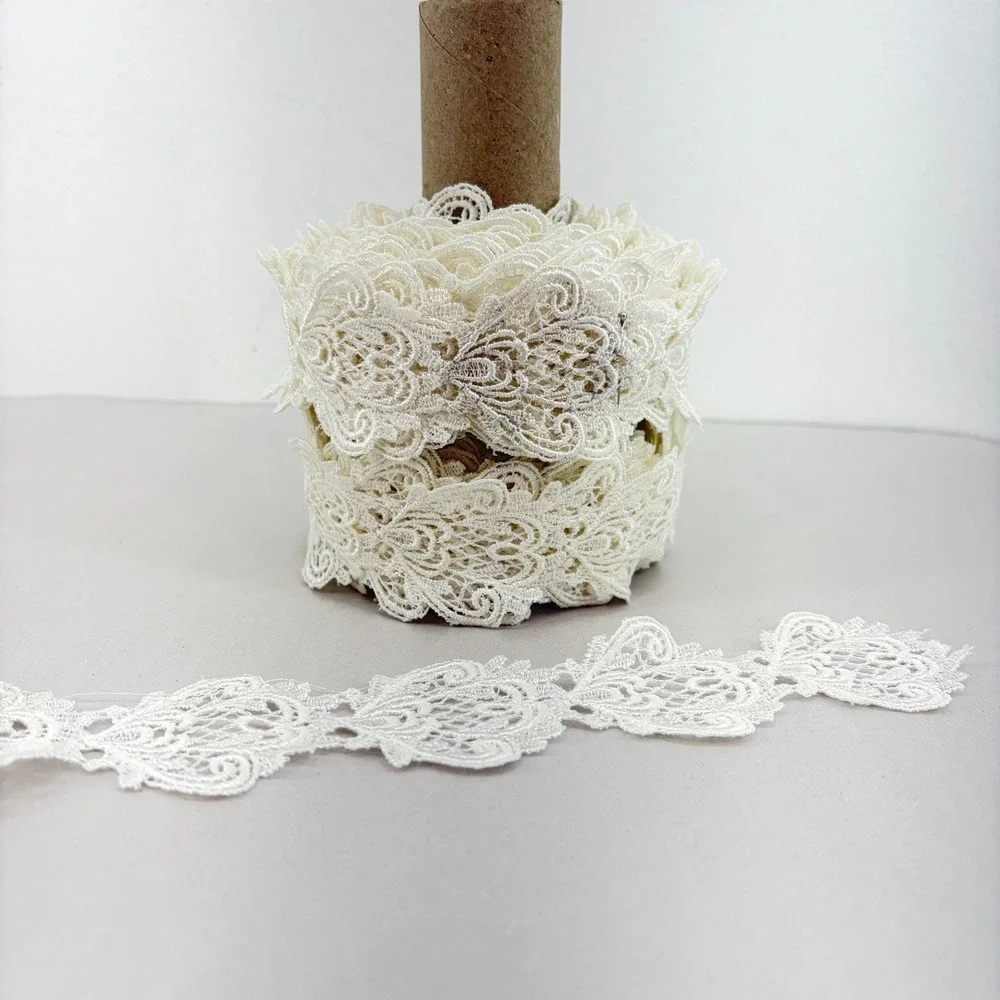 Ivory Venice Lace Trim Scallop Floral Embroidered Guipure Sew Craft  Bridal 15yd